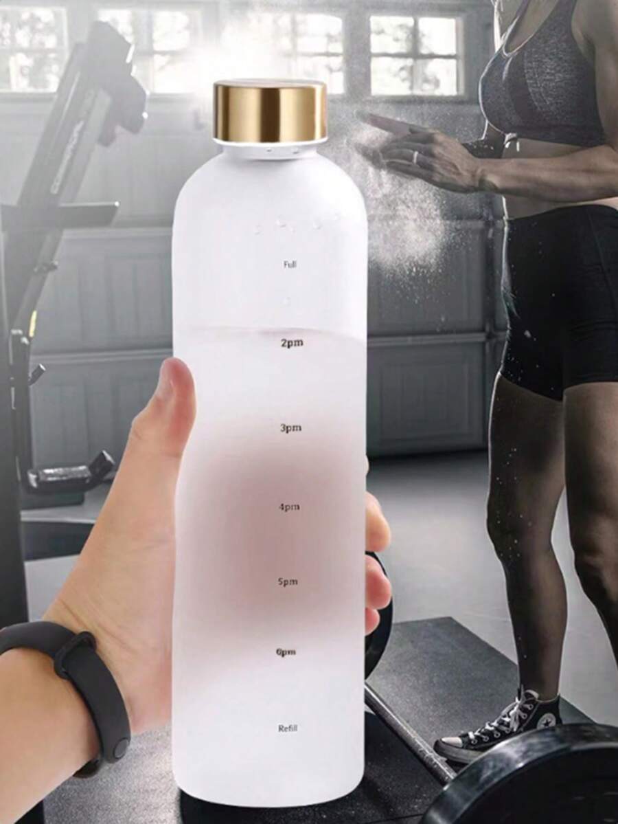 1 pieza Botella de agua para deportes al aire libre multicolor de 1000ML - Blanco - Ver 1