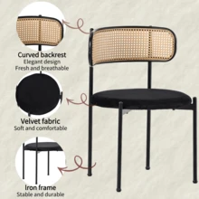 Velvet,Dining,Chair - Black - View 1