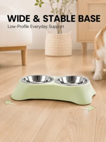 1pc 2-In-1 Pet Double Bowl Set, With 2 Detachable Stainless Steel Food And Water Bowls, Wide PP Base, Easy To Clean Feeding Station, Suitable For Cats, Dogs, Puppies And Small Dogs For Indoor And Outdoor Daily Use. 2pcs-Trapezoidal Bowl + Stainless Steel Bowl/1set - One Size Fits All - View 8