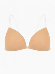 Halterneck-BH mit transparentem Träger und Klebestreifen für Damen, apricotfarben und schwarz, nahtlos, unsichtbar, mit Frontverschluss, Push-up, rutschfest, verstellbar, bequem, rückenfrei, Brustkleber - Verschiedenfarbig - Übersicht 16