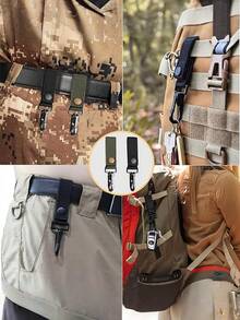 1 pieza/2 piezas Clip de cinturón táctico multiusos, gancho colgante para cinturón de cintura, gancho para guantes y llaves de exterior, hebilla de almacenamiento de equipo de servicio de cintura, clip colgante MOLLE para accesorios de equipo de campamento, senderismo y aplicación de la ley - Negro - Ver 9