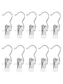 OBOVAY 10/20/30/40/50pcs Stainless Steel Clothes Clips, Stainless Steel Pants Hanger Clips With Hooks, Rust-Proof Space-Saving Hanger Clips, Suitable For Jeans, Pants, Skirts, Boots, Closet Organization, Dorm Laundry And Travel Drying Storage - Multicolor - View 33