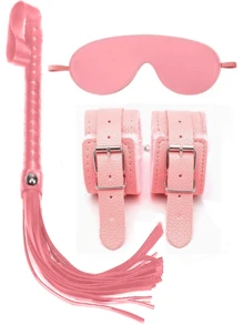 Conjunto de Bondage de 3 Peças em Pelúcia e Couro Sintético com Algemas, Chicote, , Punhos Ajustáveis, Acessórios de Role Play para Casais Estilo SM, Equipamento Fetichista, Adereços para Jogos de Quarto, Jogo Romântico, Presente de Dia dos Namorados - 3 peças - Visão 7