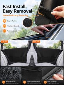 Car Door Dent Protector For Dogs Pets Kids, Interior Door Panel Anti-Scratch Anti-Kick Cover, Waterproof Auto Door Guard Protection Pad With Mesh Storage Pocket, Universal Fit Oxford Fabric Car Interior Accessory For SUV Truck, Black - Multicolor - View 2