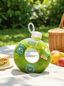 OBOVAY Botella de agua con forma de donut, taza de viaje linda a prueba de fugas de 500ml, taza de té con leche con pulsera, con anillo de asa, botella de agua deportiva a prueba de caídas, adecuada para escuela, gimnasio, deportes y actividades al aire libre, se puede dar como regalo - Multicolor - Ver 3