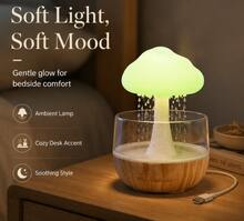 SINRAY 1 Buah Pelembap Udara Bentuk Awan dengan Tekstur Kayu dan Lampu Malam Awan Hujan 7 Warna yang Berubah, Pelembap Udara Awan Hujan, Lampu Hujan Jamur, Diffuser Kabut Hujan Minyak Esensial (Minyak Esensial Tidak Termasuk) - Serat kayu terang - View 3
