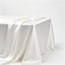 1 Piece Elegant Rectangular Satin Tablecloth - Smooth Washable Fabric For Weddings, Parties, Banquets | Decorative Silk-Textured Table Cover - White, Luxury Dining, Event Decor, Home, Restaurant (Multiple Sizes Available) - White - View 4