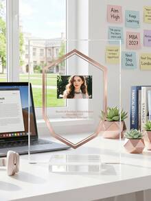 1Pc Personalized Custom Photo Text Acrylic Trophy, Custom Photo & Text. Desktop Display Award Plaque For Corporate Recognition, Employee Of The Year, Graduation Gifts, Wedding Anniversary Presents, Retirement Gifts For Executives Managers HR Teams - Multicolor - View 4