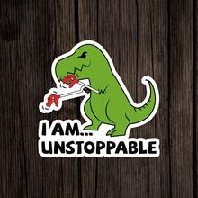 1/3/5入防水乙烯基貼紙，I Am Unstoppable 趣味綠色霸王龍抓手恐龍貼紙，自黏式迷因貼紙，適用於筆電、汽車、水壺、頭盔，適合兒童、青少年、成人的創意幽默禮物 - A - 查看 2
