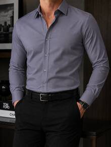 Rand paul Men's Microfiber Cotton Shirt - Comfortable And Stylish Slim Fit - 深灰色 - 查看 1