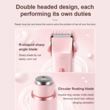 Bikini Trimmer For Women, Dual-Head Electric Body Hair Trimmer For Sensitive Areas, IP67 Waterproof Rinsable, USB-C Rechargeable Groomer For Bikini Line, Underarms, Legs & Face, Soft Pink - Pink - View 2