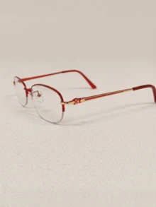 A Pair Of Unisex Metal Semi-Rimless Glasses Featuring A Stylish, Unique, And Artistic Design With Clear Lenses. - Leopard - View 10