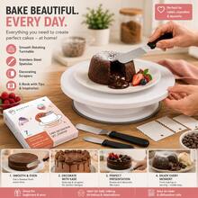 7 Pcs  Cake Turntable, Rotating Cake Stand, With 12 Inch Alloy Rotating Turntable, Includes Palette Knife And Cream Scraper Accessories - 查看 5