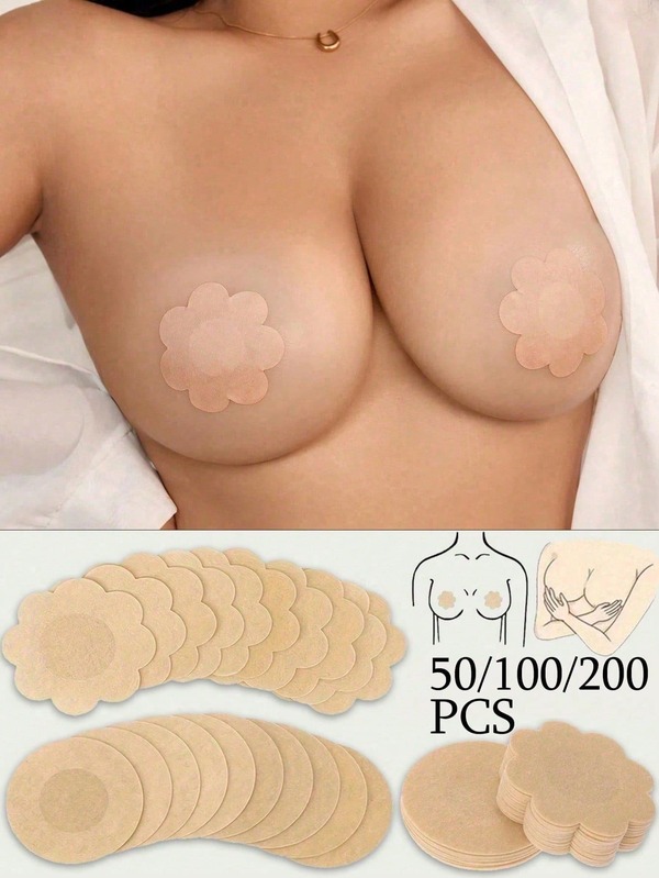 50/100/200pcs Disposable Strapless Self-Adhesive Breast Lift Nipples Covers, Women's Lingerie Accessories