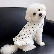 1 pieza Abrigo de una pieza de felpa para mascotas con enganche para correa para uso al aire libre (cuerda no incluida), adecuado para perros y gatos de tamaño extra pequeño y mediano - Blanco y Negro - Ver 8
