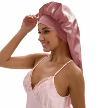 ZTZI Extra Long Sleep Bonnet, Smooth Night Hair Cap For Long Braids & Curly Hair, Wide Elastic Headband Solid Color Casual Polyester Fiber Bonnet For Daily Wear All Seasons - VC Bow 9008 - View 24