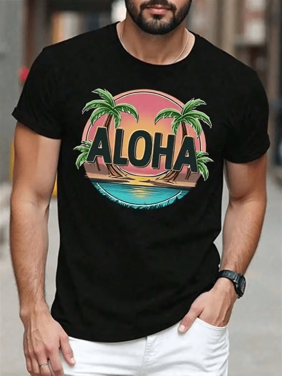 Men's T-shirt Summer New Arrivals 2026 Casual Unisex Short Sleeve Men's T-shirt Summer New Arrivals 2026 Casual Unisex Short Sleeve Camiseta hawaiana - Negro - Ver 1