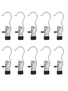 OBOVAY 10/20/30/40/50pcs Stainless Steel Clothes Clips, Stainless Steel Pants Hanger Clips With Hooks, Rust-Proof Space-Saving Hanger Clips, Suitable For Jeans, Pants, Skirts, Boots, Closet Organization, Dorm Laundry And Travel Drying Storage - Multicolor - View 21