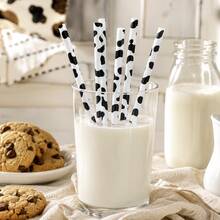 5/10/20pcs Cow Print Straws, Farm Theme Party Drink Accessories, Cow Pattern Milk Bottle Straws, Suitable For Milkshakes, Smoothies, Birthday Parties, Dessert Tables, Western Theme Parties, Picnics And Cafe Bar Decor - View 3