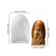Molde de silicona con base de rosa de la Virgen María, molde de vela con detalles en forma de corazón de la diosa religiosa, adecuado para manualidades de yeso DIY, molde estético de estatua sagrada de santo - Molde de niña rezando - Ver 15