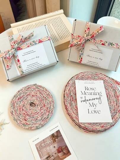 Cream-Colored Soft Skin-Friendly Floral Ribbon, Suitable For Gift Wrapping, Handmade Crafts And Holiday Decoration, Pastoral Style, Suitable For Christmas, Valentine's Day, New Year And All-Year Handmade, Fresh Aesthetic