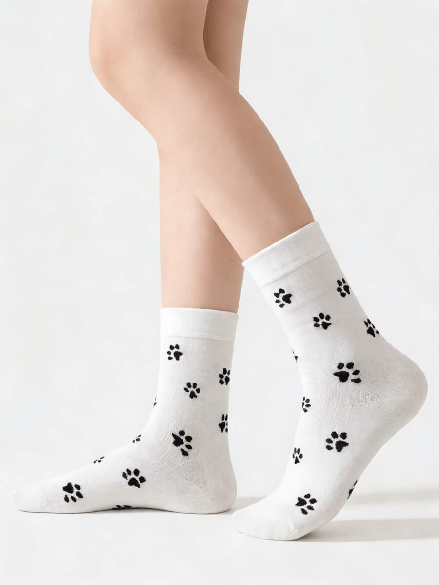 1/3 pares de calcetines de maternidad cómodos de media pantorrilla con patrón de pata de gato de Body completo, estilo caricatura lindo, para usar en todas las estaciones - Multicolor - Ver 1