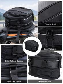 Motorcycle Tail Bag Waterproof Expandable Rear Seat Bag, Carbon Fiber Motorcycle Seat Bag With Reflective Strip And Quick Release Buckle, Universal Sport Motorcycle Rear Seat Luggage Bag, Motorcycle Helmet Backpack Travel Bag, Suitable For Riding Enthusiasts - A - View 10