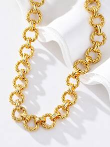 1pc/2pcs Fashionable Personalized Stainless Steel Geometric Round Design Necklace And Bracelet Set, Suitable For Women's Gift And Daily Wear - Style 1 - View 8