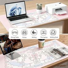 Leather Desk Pad Protector Japanese Anime Y2K Pink Girl Love Kissing Bunny Bow Flower Mouse Pad Office Desk Mat Waterproof Non-Slip Gaming PU Desk Blotter Gaming Esports User - View 2