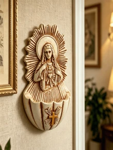 Elegant Wall-Mounted Decorative Resin Holy Water Basin, Suitable For Church, Home, And Room Decoration. - Multicolor - View 6
