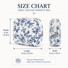 Vintage Ditsy Floral Makeup Bag, Multiple Colors Available, Regular Style, Quilted Diamond Stitching, Cute Print Design Storage Bag, Lightweight Large Capacity, Portable Storage Organizer, Can Store Cosmetics/Sanitary Pads And Other Small Items - Multicolor - View 6