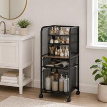 Makeup Storage Box & Cabinet, Large Capacity Cosmetics Organizer For Perfume Makeup Brushes Tools, Vanity Storage Rack – Black - View 6