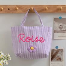 1pc Customized Bubble Gauze Tote Bag, Personalized Chenille Name Toiletry Bag, Travel Organizer Makeup Gift For Girlfriend/Mom/Teacher - Multicolor - View 42