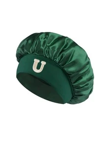 1 pieza Gorro de dormir de satén para mujer con letra personalizada 'A-Z' - Gorro elástico suave para cabello rizado & trenzado, sombrero de playa de verano & accesorio de ropa de dormir - Multicolor - Ver 14