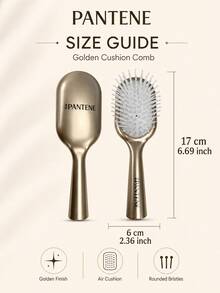 Pantene Golden Air Cushion Massage Comb, Soft Air Cushion Bristles That Don't Scratch Scalp, Smooths Frizz, Reduces Pulling And Breakage, Built-In Anti-Static Effect, Suitable For Personal Use And Gifting - Gold - View 4