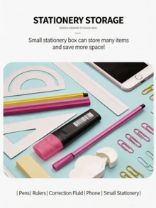 1pc No-Drill Self-Adhesive Drawer Storage Box, Hidden Under-Desk Stationery Organizer, Easy Install Durable Space-Saving Multipurpose Cabinet Sorting Bin For Home Office Kitchen Desk Daily Use,Back To School Season - Multiple Colors and Styles - View 4