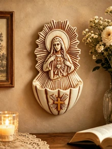 Elegant Wall-Mounted Decorative Resin Holy Water Basin, Suitable For Church, Home, And Room Decoration. - Multicolor - View 2