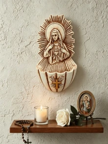 Elegant Wall-Mounted Decorative Resin Holy Water Basin, Suitable For Church, Home, And Room Decoration. - Multicolor - View 8