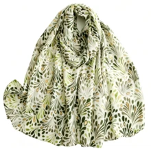 Women's Luxury Gold Foil Watercolor Leaf Print Scarf, Soft Atmosphere Versatile Decorative Shawl, Pink Orange Warm / Yellow Orange Sunset / Ice Blue Fresh / Forest Green / Morandi Earth Tone Multi-Color Options, Fringed Long Polyester Fiber Skin-Friendly Soft Large Size 88x180cm, Spring Summer Autumn Three-Season Multi-Use Silk Scarf, Daily Commute Beach Vacation Travel Photo Outfit Accessory - Multicolor - View 15