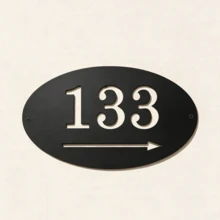 Custom Metal House Number Arrow Sign, Personalized Address Directional Sign, Includes Direction, Door Number, Address Plaque - Black - View 7
