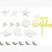25 piezas/Set Decoraciones de Pastel Tema Oceánico Sirena, Cola de Sirena, Estrella de Mar, Coral, Conchas, Fiesta de Cumpleaños en la Playa - Multicolor - Ver 6
