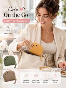 Cute Cartoon Cat Coin Purse Mini Zipper Card Holder Portable PU Leather Small Change Pouch For Women Girls Daily Use Gift, Travel Accessories - Multicolor - View 6