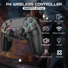 Starlight Fantasy P-4 Wireless Game Controller 600mAh Long Battery Life Fast Charging 4-Motor Vibration With Touchpad/Headphone Jack Compatible With P4/P4 Slim/P4 Pro Multi-Platform - View 1