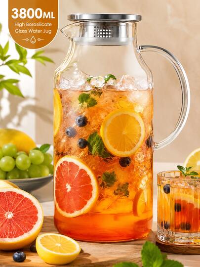 1 Gallon Large Capacity High-Temperature Resistant Water Jug Pitcher - Perfect For Summer Drinks, Restaurant, Lemonade, Juice, And Tea Serving, Easy-To-Clean Design Back To School