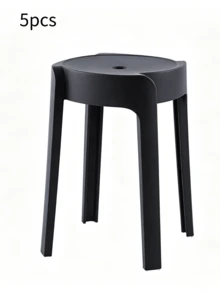 1 Piece, 5 Pieces Integrally Molded Plastic Round Stools, Multiple Colors Available, Hollow Round Seat With Anti-Slip Stool Legs, Stackable For Space-Saving Storage, Simple Tall Stools For Adults, Suitable For Dining Rooms, Living Rooms And Bathrooms - Multicolor - View 12