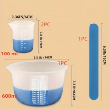 1件/4件 DIY 水晶樹脂攪拌棒 混合杯 分裝杯 量杯 消泡杯 矽膠模具製作工具，量杯 樹脂調色杯 - 白色 - 查看 12