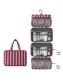 Sac de toilette et de maquillage multifonctionnel à 4 compartiments suspendus, organisateur de cosmétiques de voyage grande capacité avec crochet, sac de toilette portable pour usage professionnel et quotidien - Multicolore - Voir 30