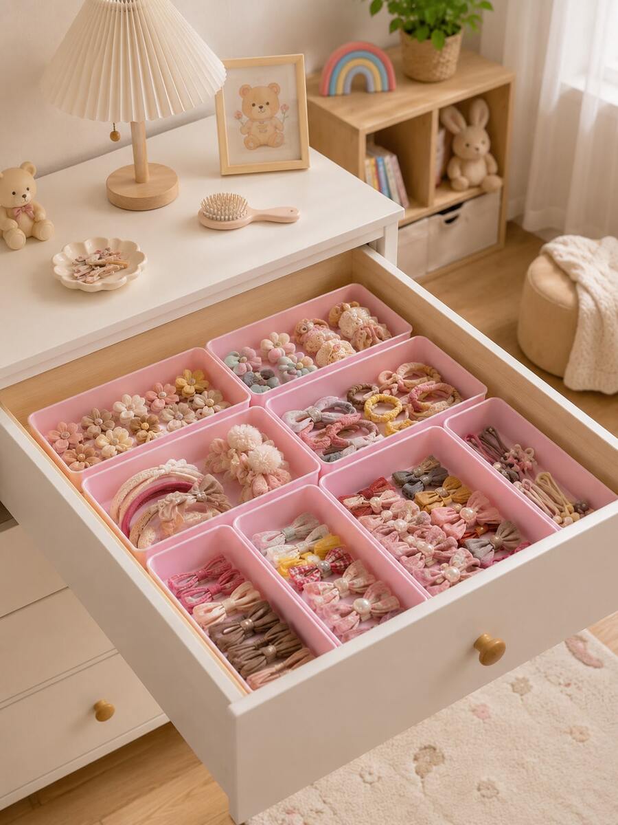 Multi-Size Plastic Drawer Organizer Tray Set, Suitable For Baby Nursery Essentials, Clothing, Socks, Diapers, Feeding Accessories, Toy Parts And Desktop Storage - Drawer Storage - View 1