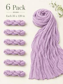 Light Purple Crinkled Gauze Table Runner, Soft Sheer Cheesecloth Fabric Table Runner (22 X 118 Inches / 10 Ft), Pack Of 1/6/10, Boho Rustic Wedding Table Decor For Party, Birthday, Baby Shower, Holiday Banquet, Home Dining Centerpiece Decor - Purple - View 6