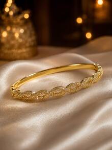 1pc Women's Bracelet, Luxury Fashion Zirconia Inlaid Super Shiny Bracelet, High-End Design Elegant Versatile Hand Accessory - S62959 - View 6